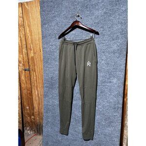 BMFIT Pants Mens Large Green Joggers Sweatpants Elastic Waist Zip Pocket Gym
